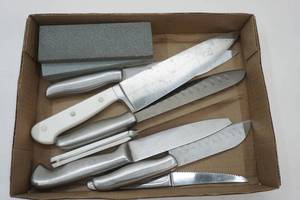 lot 85 image: Kitchen Knives & Sharpening Stones