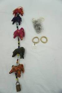 lot 107 image: Handmade Elephant Wind Chime, Metal Seashells, Napkin Rings