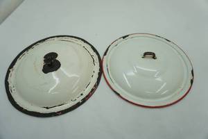 lot 120 image: VintageAntique Enamelware Kettle Lids