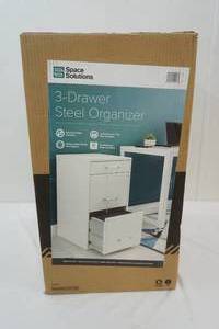 lot 151 image: NEW Space Solutions 3-Drawer Steel Organizer 27x14x18