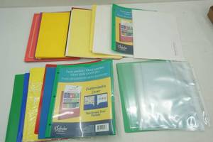 lot 175 image: NEW Office Supplies Folders, Folio Covers, Clear Plastic Cover Pages