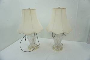 lot 198 image: Pair of Crystal Lamps 27 tall