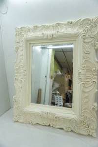 lot 5 image: Ivory Ornate Baroque Style Mirror 36 wide by 48 tall