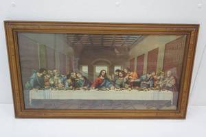 lot 199 image: The Last Supper by Leonardo da Vinci 31 wide by 17 tall. Vintage