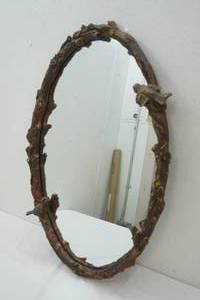 lot 200 image: Uttermost Paza Oval Vine Gold Mirror. Approx 33x21