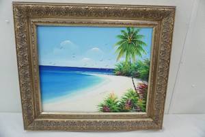 lot 202 image: Oil on Canvas Framed Painting 26 wide by 23 tall