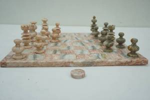 lot 326 image: Marble Chess board and pieces