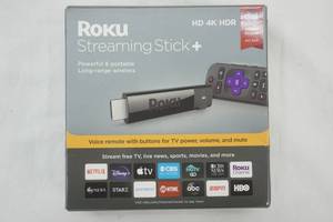 lot 334 image: Roku Streaming Stick  with remote and cords