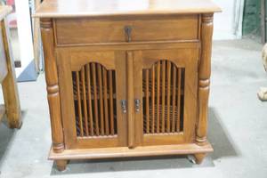 lot 355 image: 2 Door Mahogany Cabinet in Balinese Style