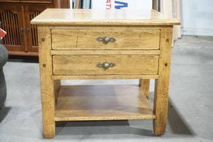 lot 356 image: Rustic Wooden Nightstand with 2 drawers