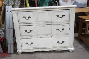 lot 362 image: 3 Drawer White Wooden Dresser