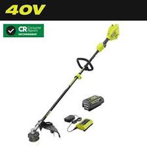 lot 25 image: RYOBI 40V 15 in. Expand-It Cordless Battery Attachment Capable String Trimmer with 4.0 Ah Battery and Charger  Customer Returns see Pictures