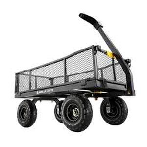 lot 27 image: GORILLA CARTS 1,200 lb. Heavy-Duty Steel Utility Garden Cart, 6 cu. ft. Capacity, 13 in. Pneumatic Wheels, 2-in-1 Pull or Tow Handle Customer Returns see Pictures
