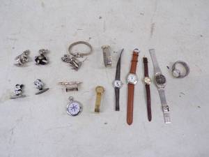 lot 6 image: Vintage Watches and Small Mickey Mouse Figurines
