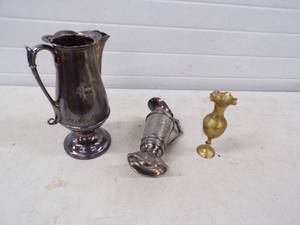 lot 17 image: Silver Pictures and Brass Vase