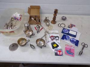 lot 26 image: Silverware, Stickers, Vase, Vintage Lighter See pics