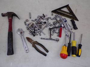 lot 105 image: Tool Lot with Hammers,  Pilers, Screwdrivers and more