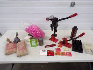 lot 146 image: Ammo Reloading Lot, Reloader, Sizer, Shot, Wads Primers, Gun Powder
