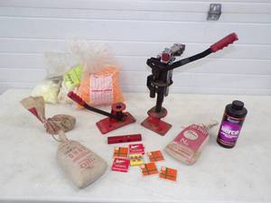 lot 148 image: Ammo Reloading Lot, Reloader, Sizer, Shot, Wads Primers, Gun Powder
