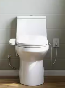 lot 15 image: Horow Elongated Bidet Toilet Seat Combo - Dual Flush in White