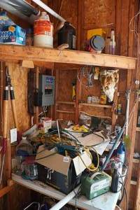 lot 580 image: Assorted Hardware - Extension Cord, Bungee Cords, Fasteners