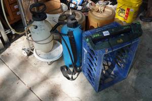 lot 583 image: Assorted Lawncare - Sprayers, Sprinkler, Rakes