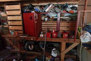 lot 310 image: Work Bench with Cabinets, Drawers, and Tools