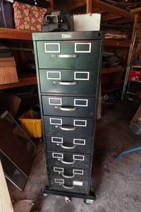 lot 111 image: File Cabinet on Cart with Tools - Sandblaster, Impact Wrenches