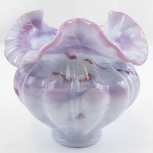 lot 25M image: 1965 FENTON 5 Blue Burmese Peloton Treated Vase.