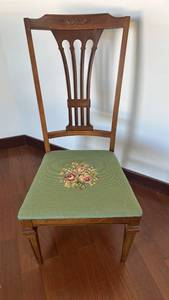 lot 9A image: Vintage Wooden Chair with Floral Upholstery