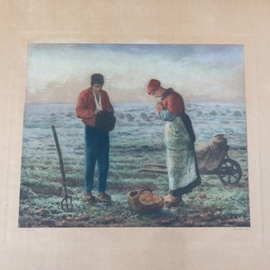 Vintage French Print 'The Angelus' by artist Jean-François Millet