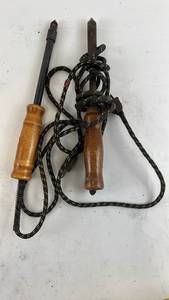 lot 266 image: Set of 2 Vintage Electric Soldering Irons with Wooden Handles