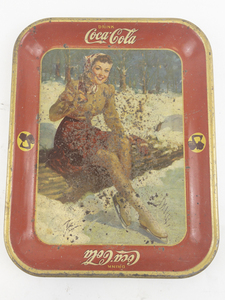 lot 18D image: Vintage 1941 Coca Cola Advertising Tray with Ice Skater Design