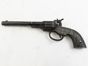 lot 222 image: Vintage Stevens JUMBO Cast Iron Toy Pistol with Decorative Design