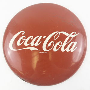 lot 4 image: Vintage 1950s Coca-Cola Metal Sign Button Top
