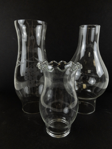 lot 32A image: Collection of 3 Glass Hurricane Lamp Shades