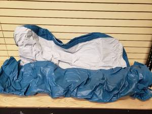 lot 26 image: inflatable bed with pump- looks to be full sized includes inflatable wedge pillow