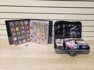 lot 46 image: Three ring binder of collectable Pogs and Cassette Tapes with Storage case