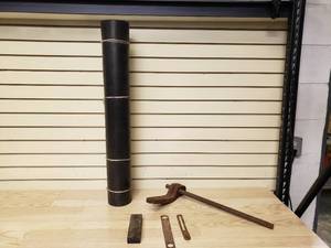 lot 53 image: Misc. Vintage tools, sharping stone, and a Rubber Mat