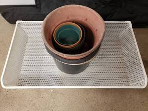 lot 76 image: misc. flower pots and large white basket