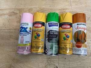 lot 136 image: Lot of 5 - Various Spray PaintPrimer