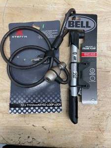 lot 137 image: Lot of 2 - Bike Lock and Frame Pump