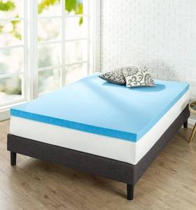 lot 21A image: ZINUS 3 Inch Green Tea Cooling Gel Memory Foam Zoned Support Mattress Topper
