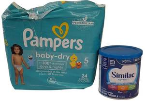 lot 3 image:  NEW OPEN  1 Package Pampers Baby-Dry Size 5     NEW 1 Similac Advance 12.4oz