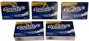 lot 47 image: Goodys  (5) Boxes Extra Strength -  Headache Powder 50 packs per box
