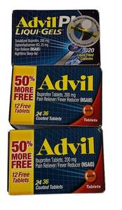 lot 52 image: Advil  (2) Advil-Reg- 36 Tablets & (1) Advil PM-Liqui-Gels- 20 Tablets