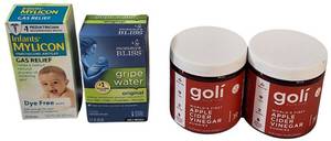 lot 56 image: Infants Mylicon -Gas Relief  Mommys Bliss-Gripe Water   Goli - Apple Cider Vinegar Gummies