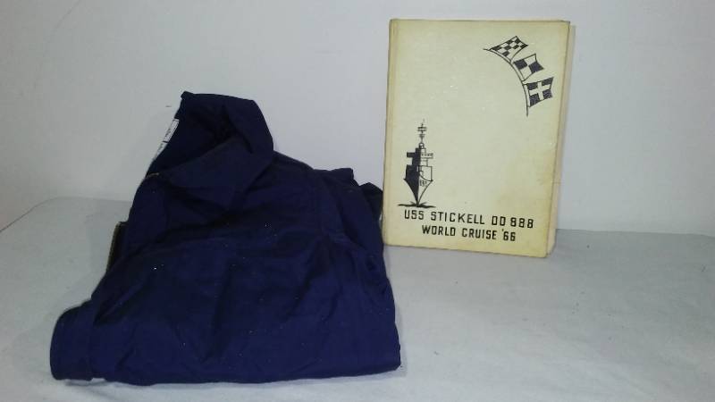 lot 14 image: USS Stickell World Cruise 66  Book And Utility Jacket, Mens.