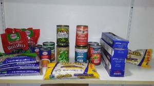 lot 25 image: Shopping Basket and Variety of Dried Good.  NO EXPIRED FOOD.