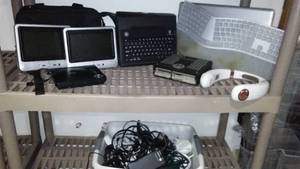 lot 28 image: Insignia Dual 7 in. Monitor with DVD player, HP Laptop and More.